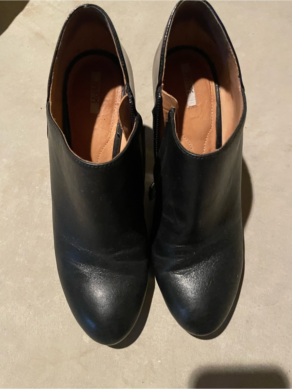 Geox Black Leather Ankle Booties